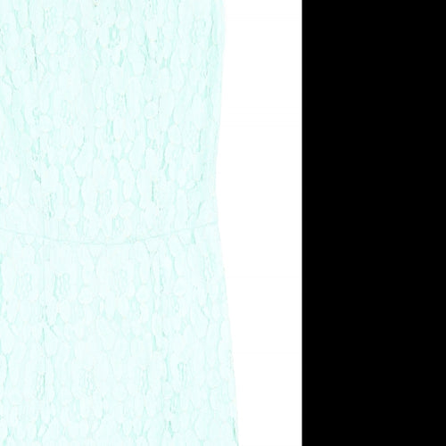 Dorothy Perkins Womens Green Nylon Pencil Dress Size 10 Round Neck Zip - Lace Detail