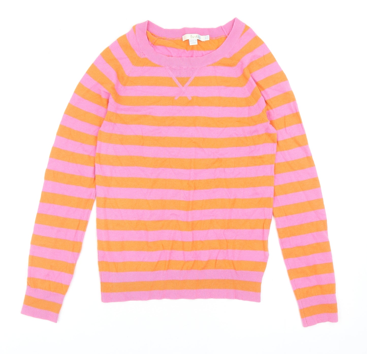 Boden Womens Pink Round Neck Striped Cashmere Pullover Jumper Size 8