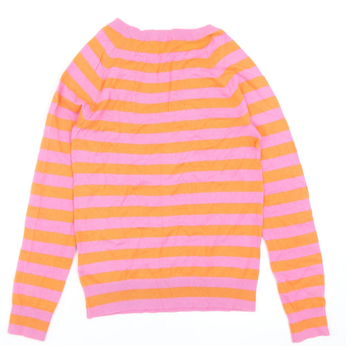 Boden Womens Pink Round Neck Striped Cashmere Pullover Jumper Size 8