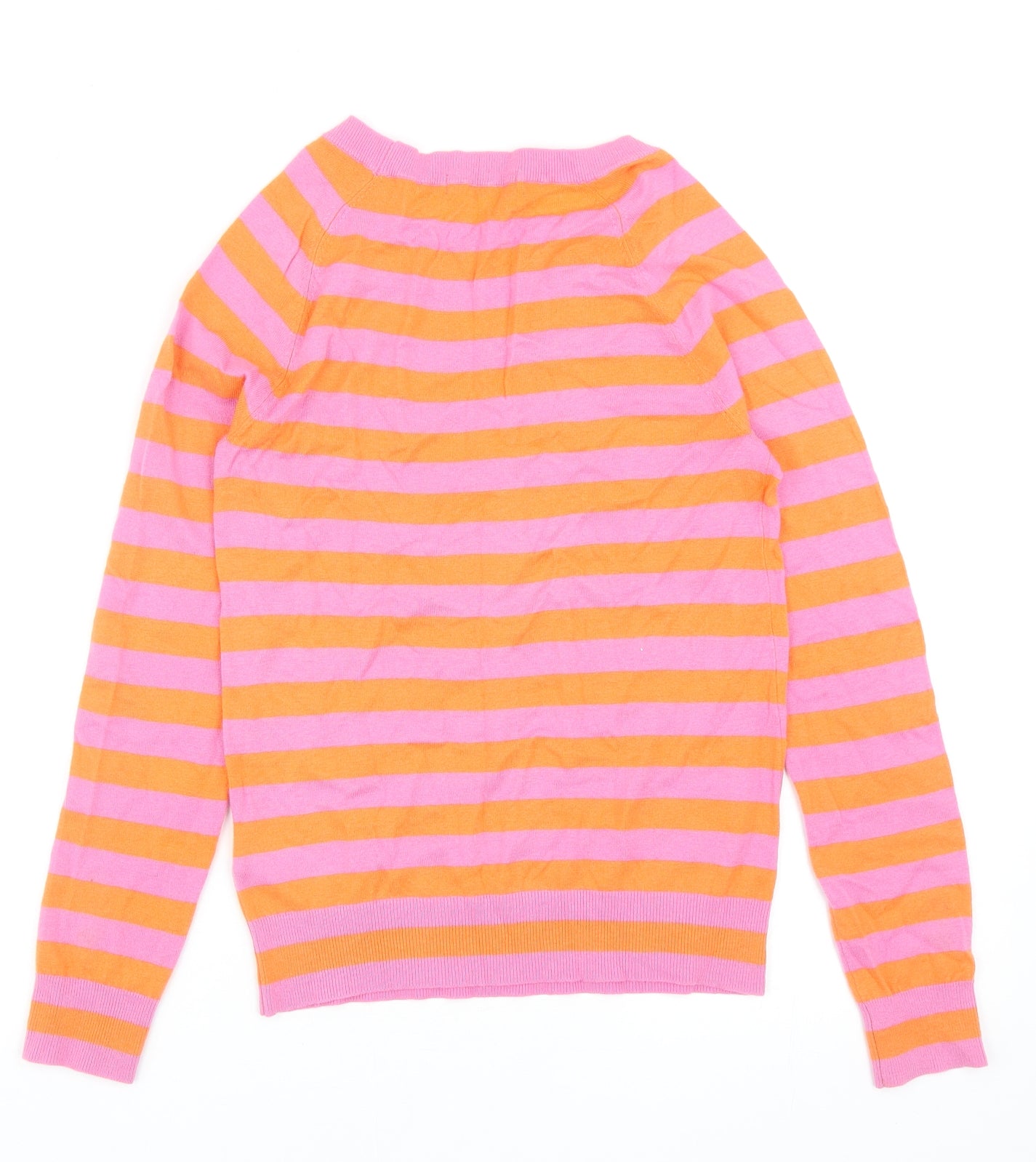 Boden Womens Pink Round Neck Striped Cashmere Pullover Jumper Size 8