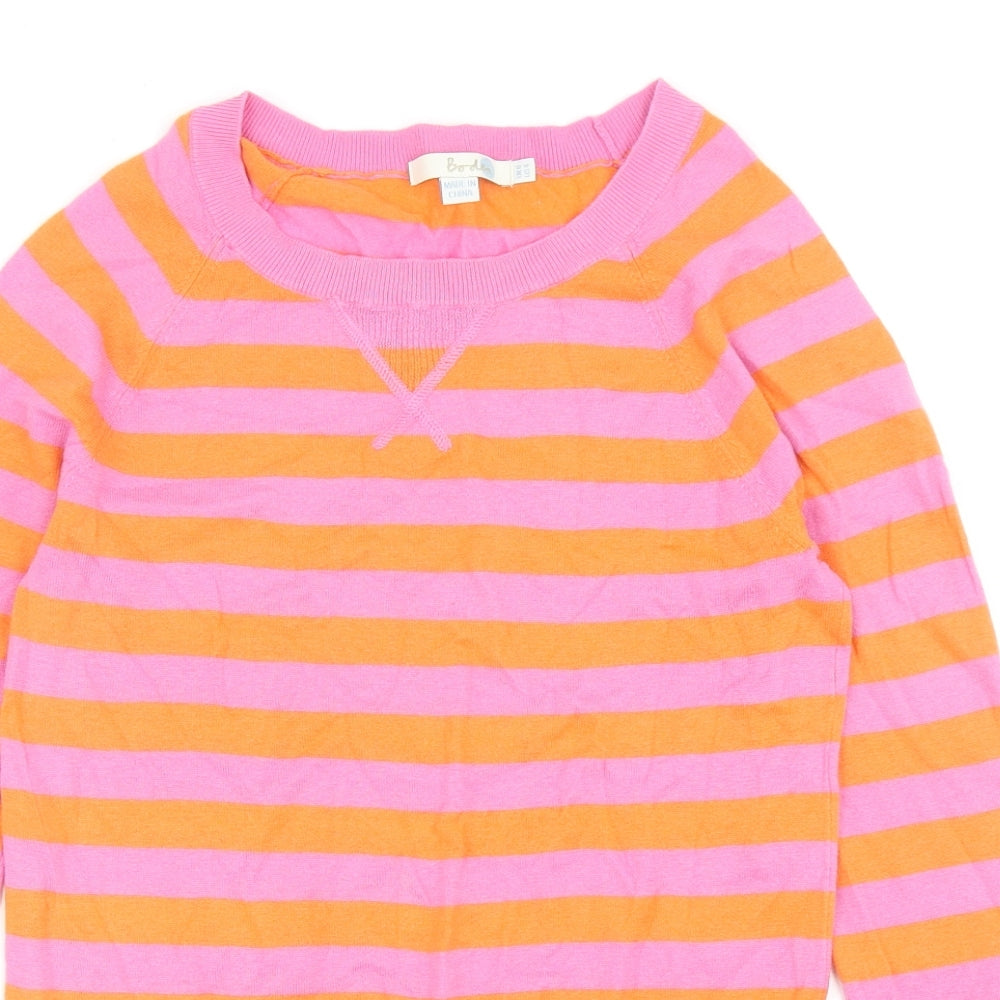 Boden Womens Pink Round Neck Striped Cashmere Pullover Jumper Size 8