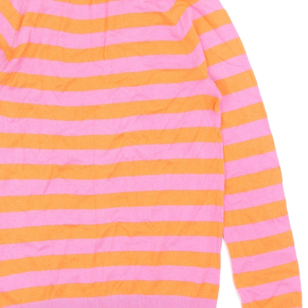 Boden Womens Pink Round Neck Striped Cashmere Pullover Jumper Size 8