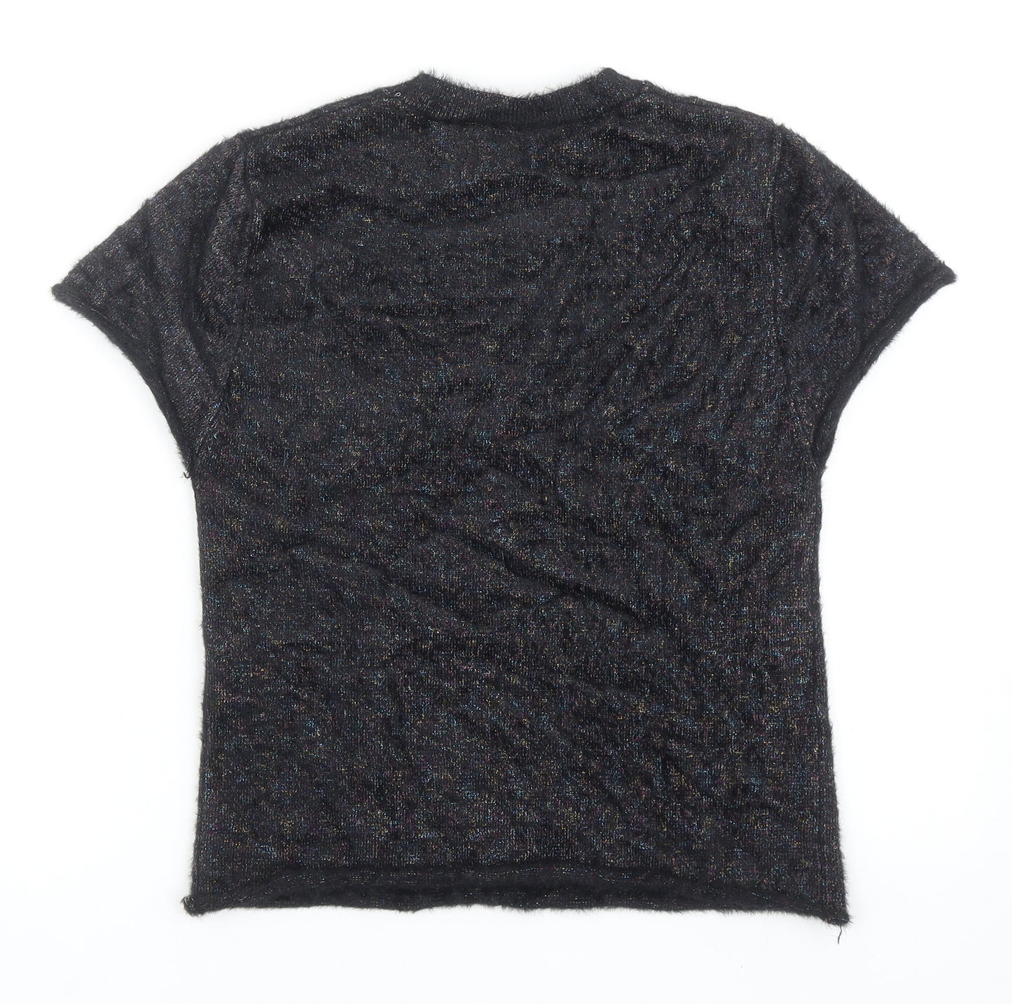 Zara Womens Black Round Neck Nylon Pullover Jumper Size M