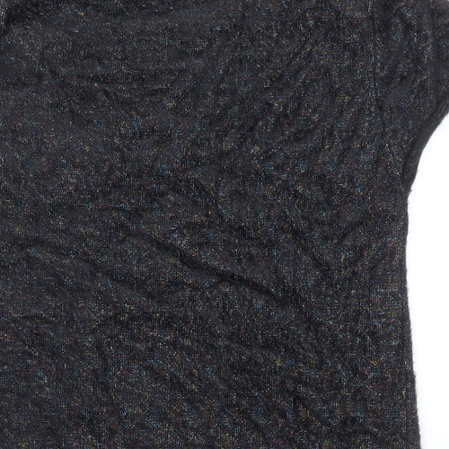 Zara Womens Black Round Neck Nylon Pullover Jumper Size M