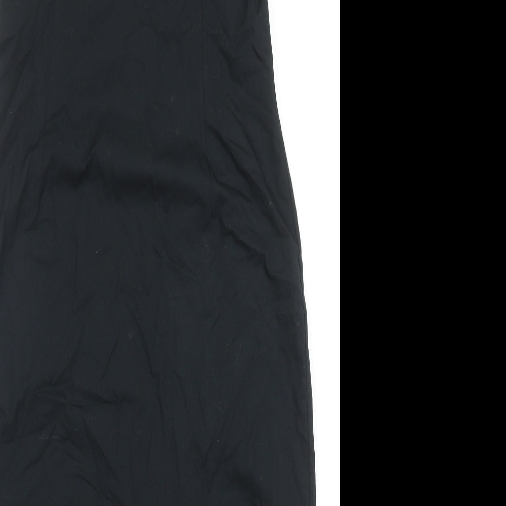 Marks and Spencer Womens Black Cotton Shift Size 8 V-Neck Zip