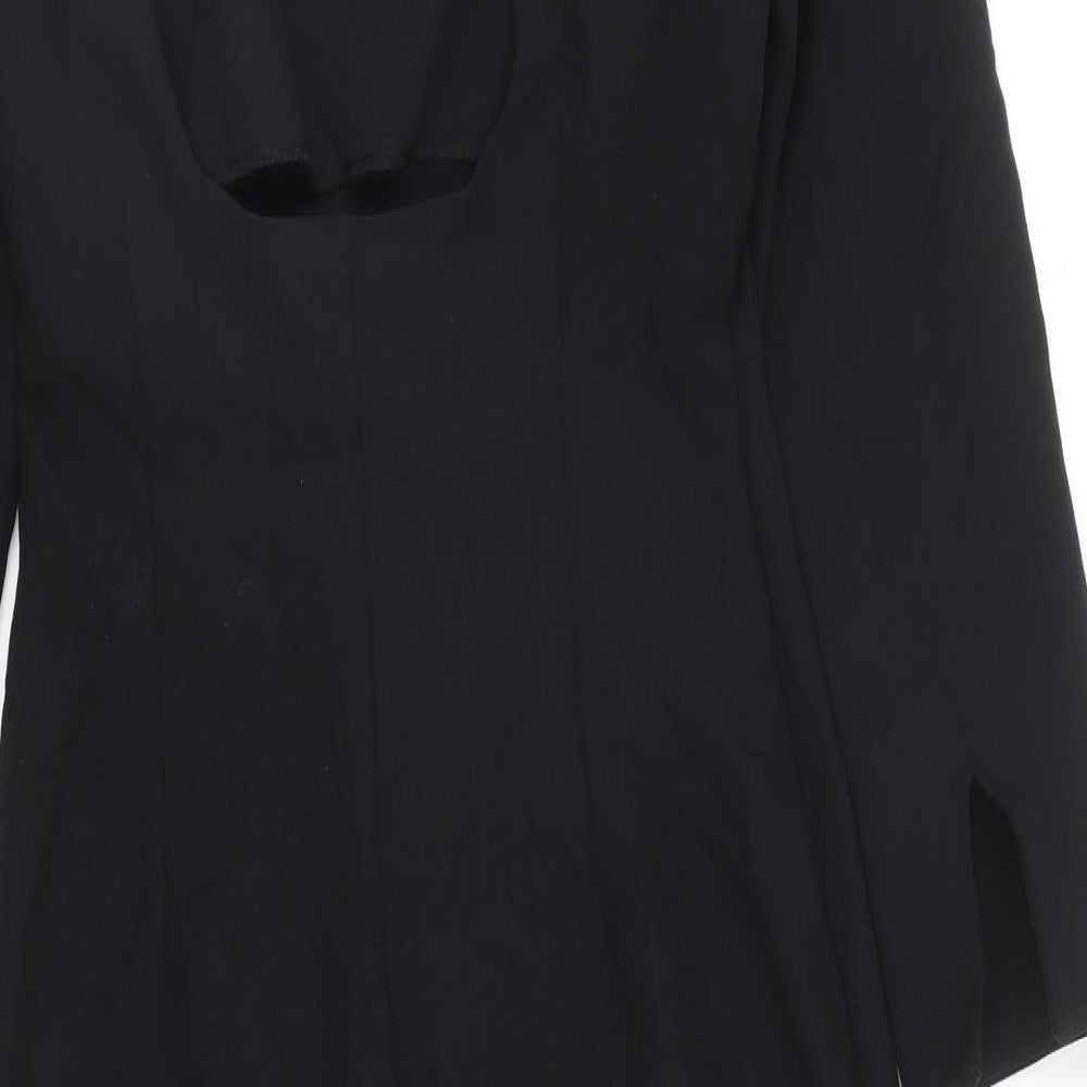 Zara Womens Black Polyester Pencil Dress Size M Square Neck Zip