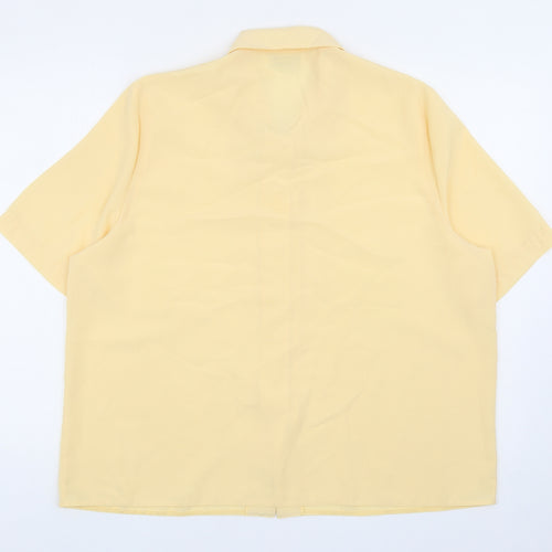 Design Essentials Womens Yellow Polyester Basic Button-Up Size 18 Collared