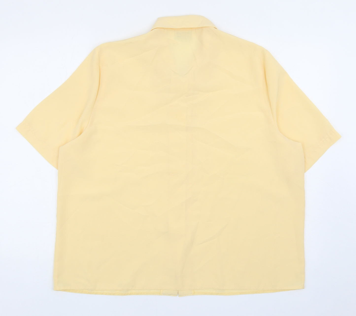 Design Essentials Womens Yellow Polyester Basic Button-Up Size 18 Collared