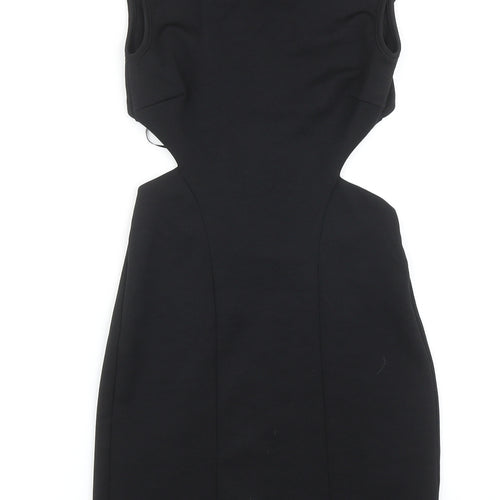 Miss Selfridge Womens Black Polyester Pencil Dress Size 6 Round Neck Pullover