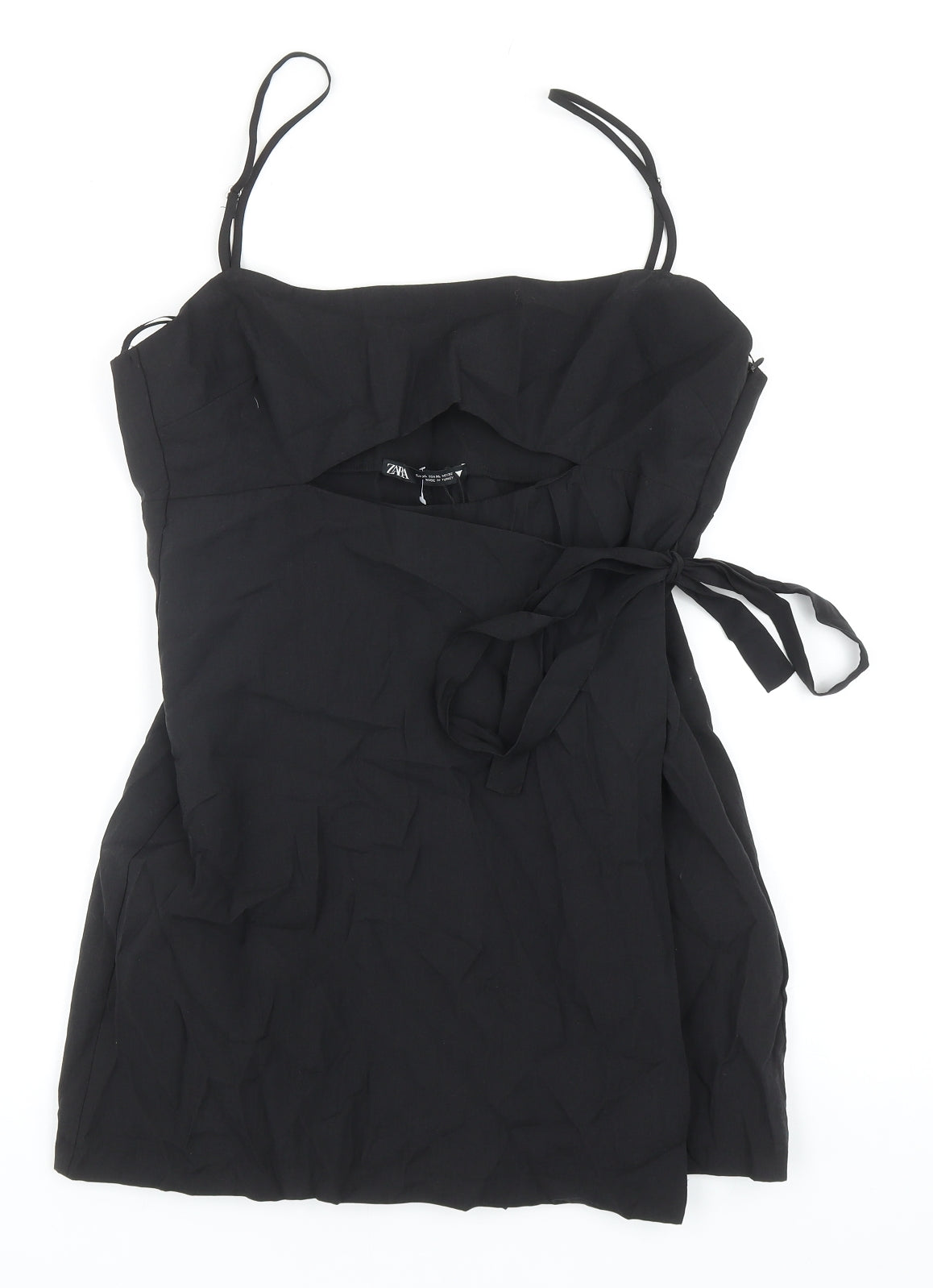 Zara Womens Black Lyocell Playsuit One-Piece Size XL Zip - Keyhole Front