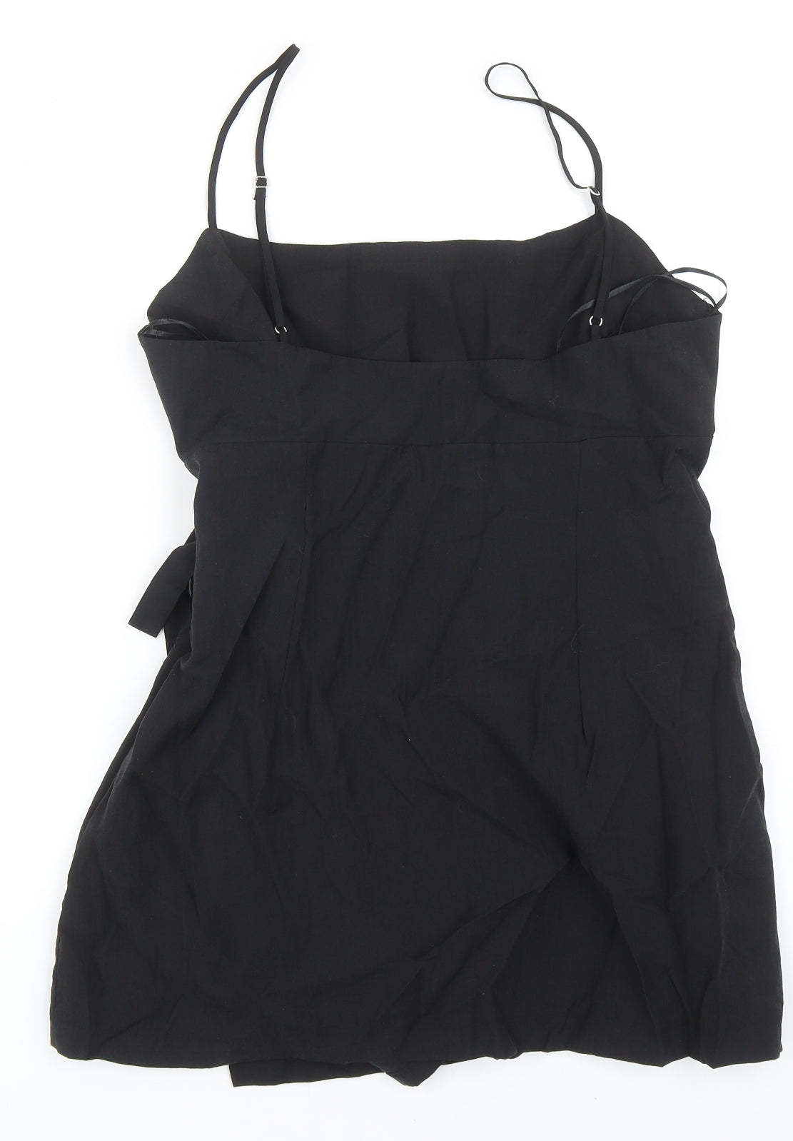 Zara Womens Black Lyocell Playsuit One-Piece Size XL Zip - Keyhole Front
