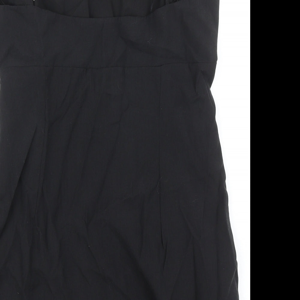 Zara Womens Black Lyocell Playsuit One-Piece Size XL Zip - Keyhole Front