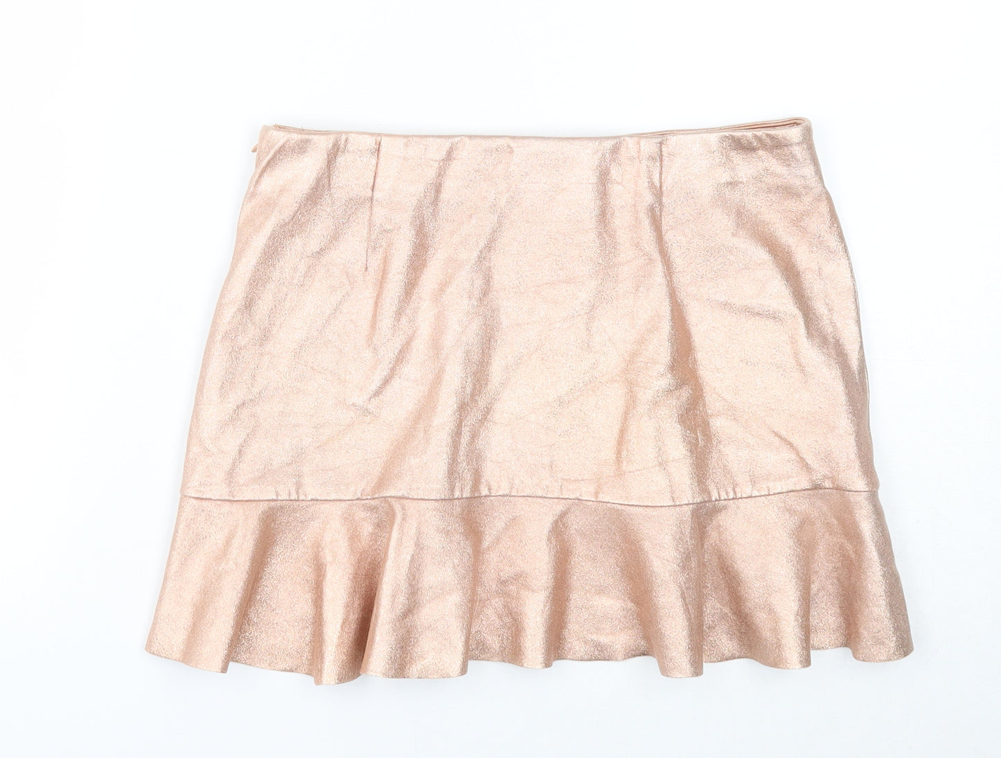 Zara Womens Pink Polyester Trumpet Skirt Size S Zip