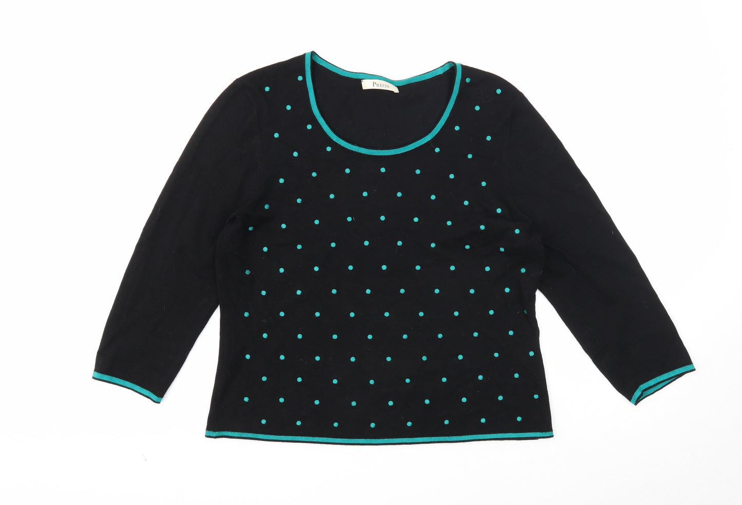 Precis Womens Black Round Neck Polka Dot Viscose Pullover Jumper Size M