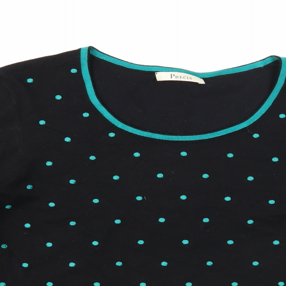 Precis Womens Black Round Neck Polka Dot Viscose Pullover Jumper Size M