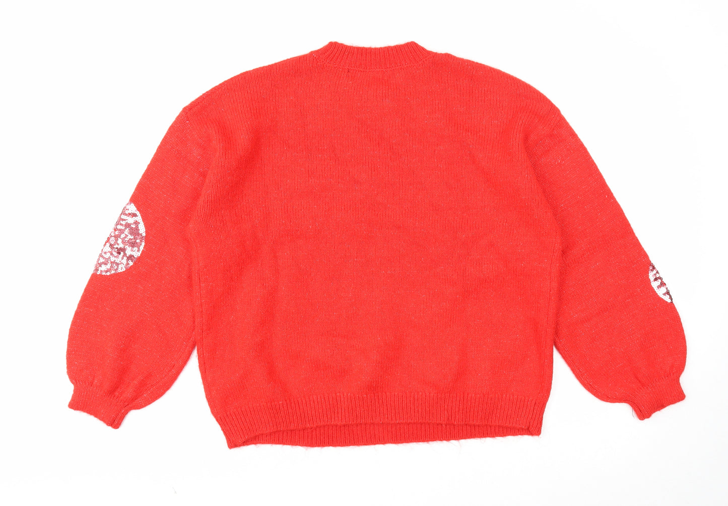 Marks and Spencer Womens Red Round Neck Acrylic Pullover Jumper Size L - Christmas