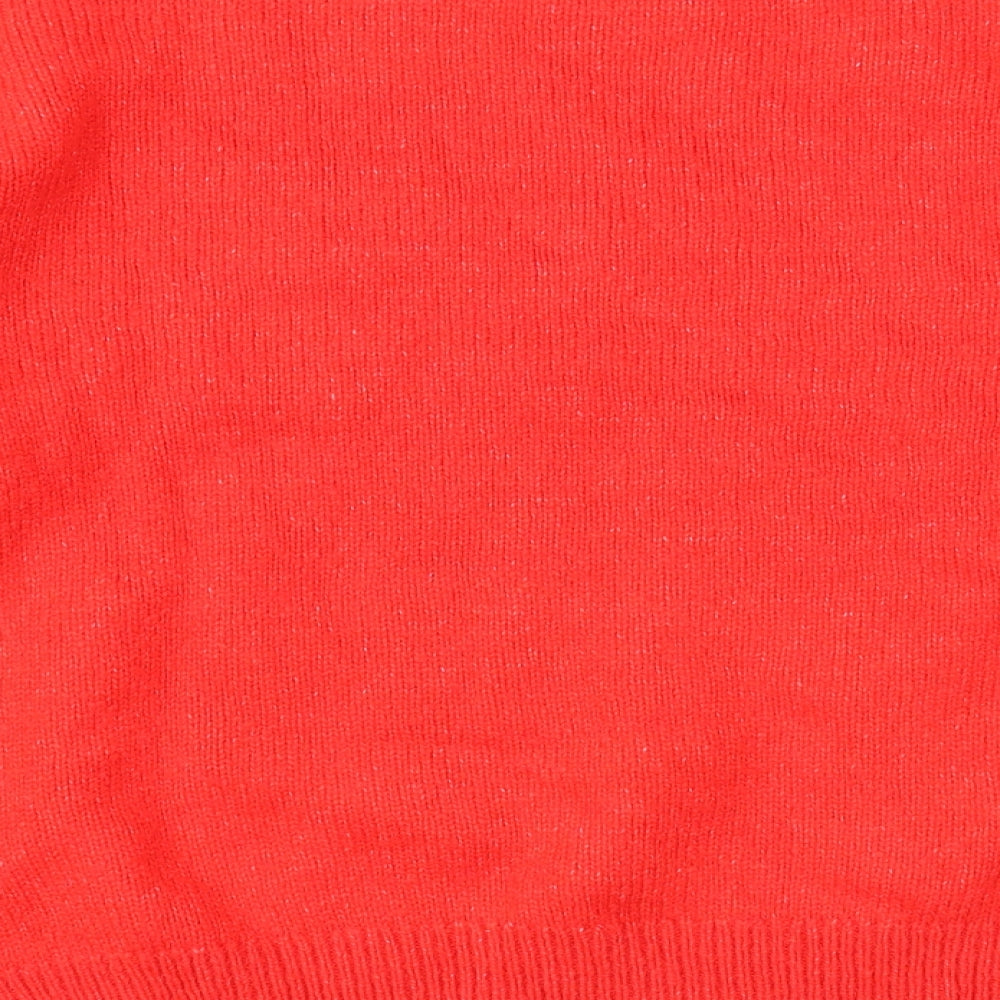 Marks and Spencer Womens Red Round Neck Acrylic Pullover Jumper Size L - Christmas