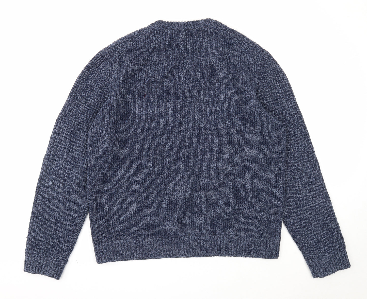 Marks and Spencer Mens Blue Round Neck Wool Pullover Jumper Size XL Long Sleeve