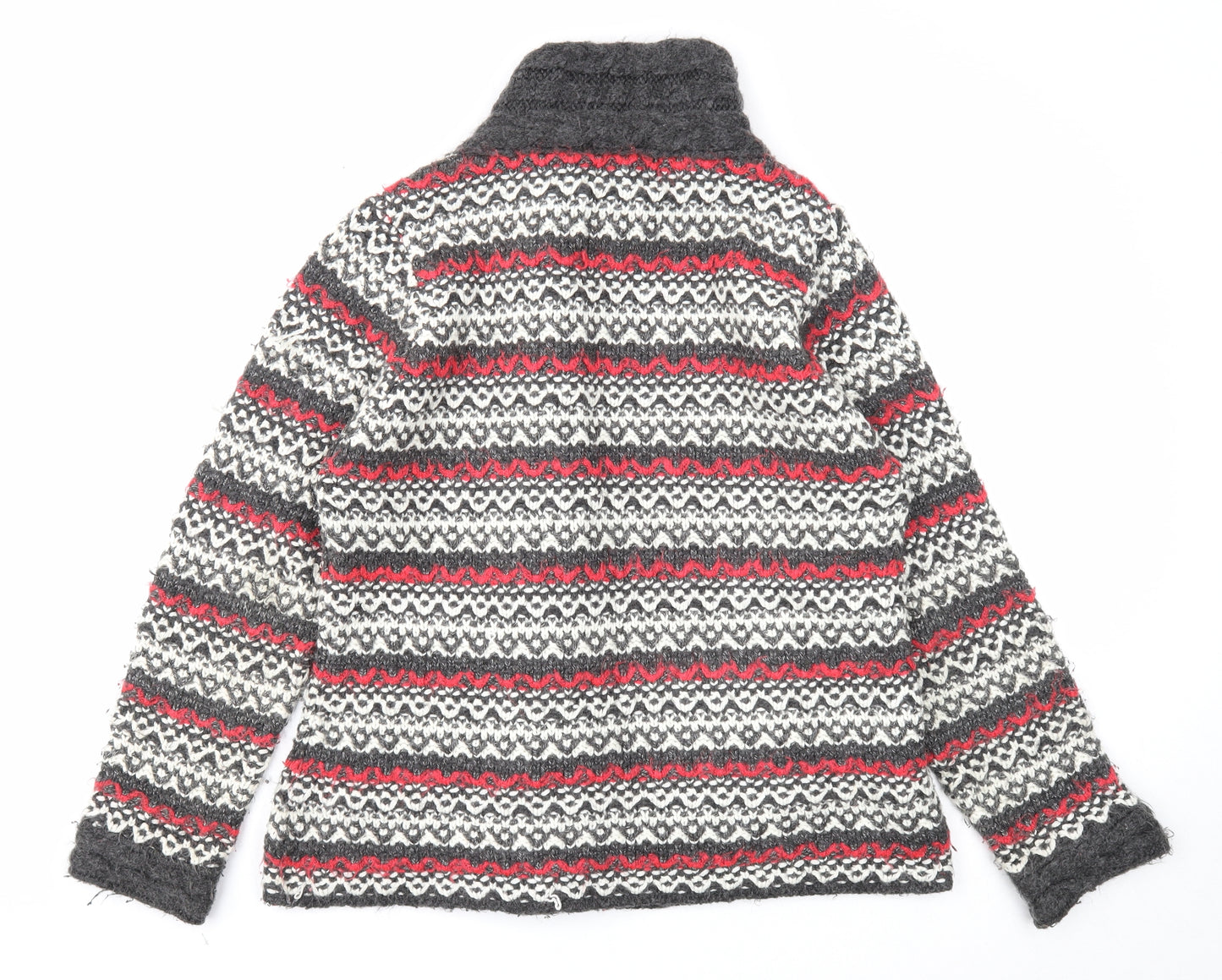 Per Una Womens Grey Collared Geometric Acrylic Cardigan Jumper Size L