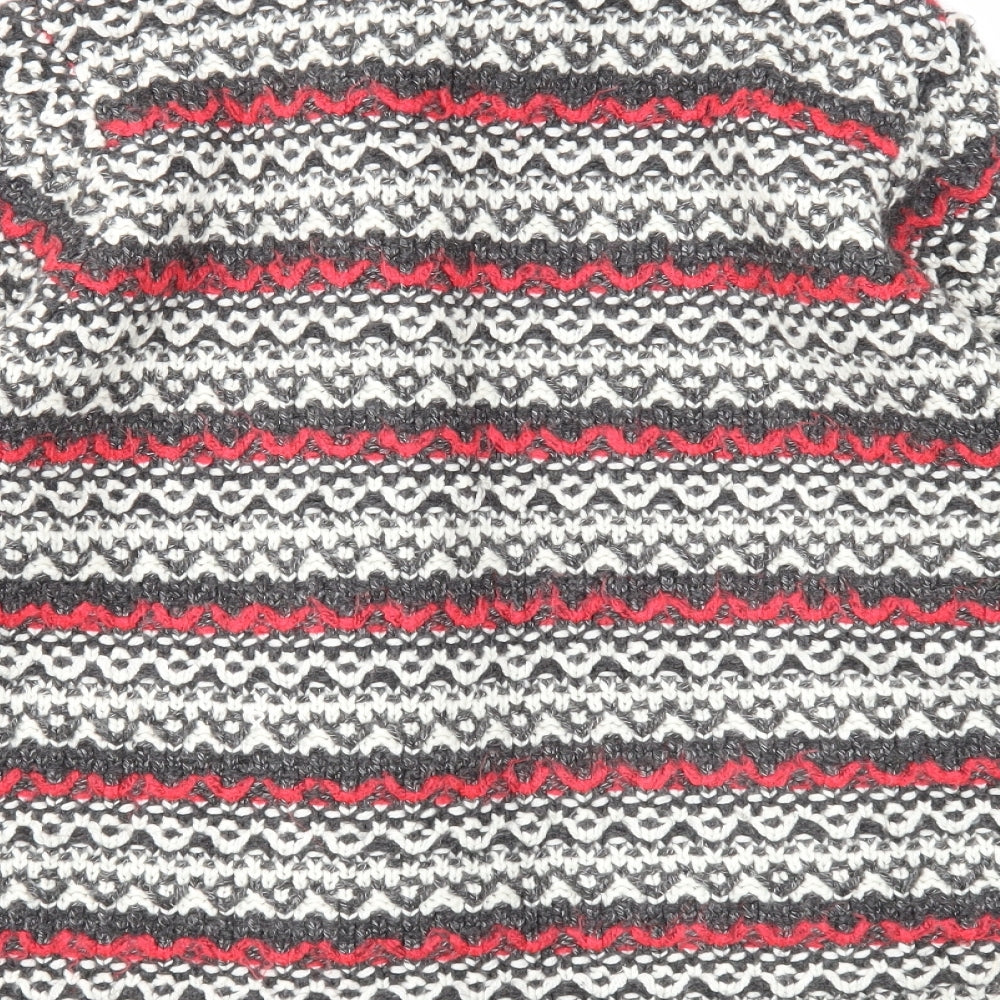 Per Una Womens Grey Collared Geometric Acrylic Cardigan Jumper Size L