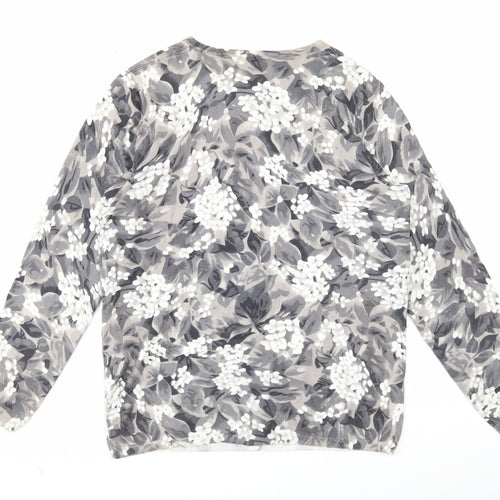 Cotswold Womens Grey Round Neck Geometric Cotton Cardigan Jumper Size L