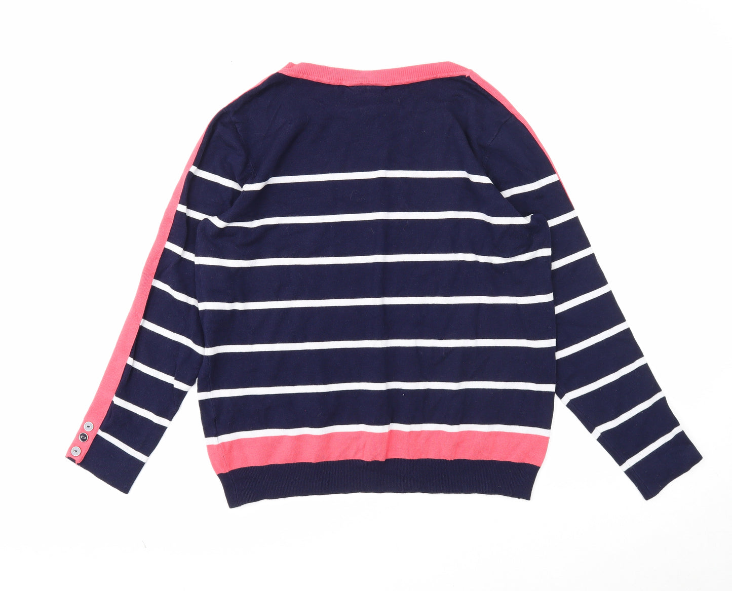 Wallis Womens Blue Boat Neck Striped Viscose Pullover Jumper Size 16