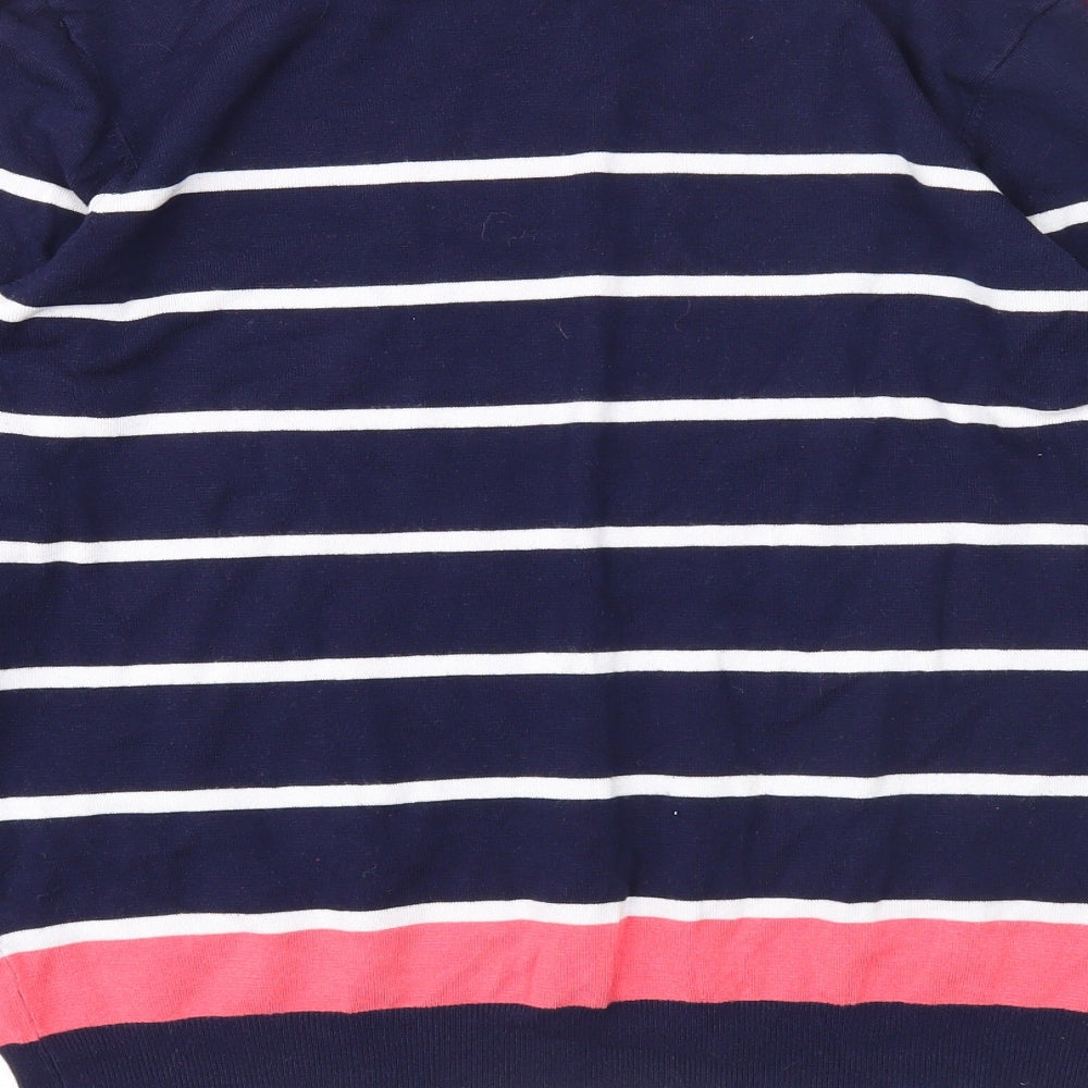 Wallis Womens Blue Boat Neck Striped Viscose Pullover Jumper Size 16