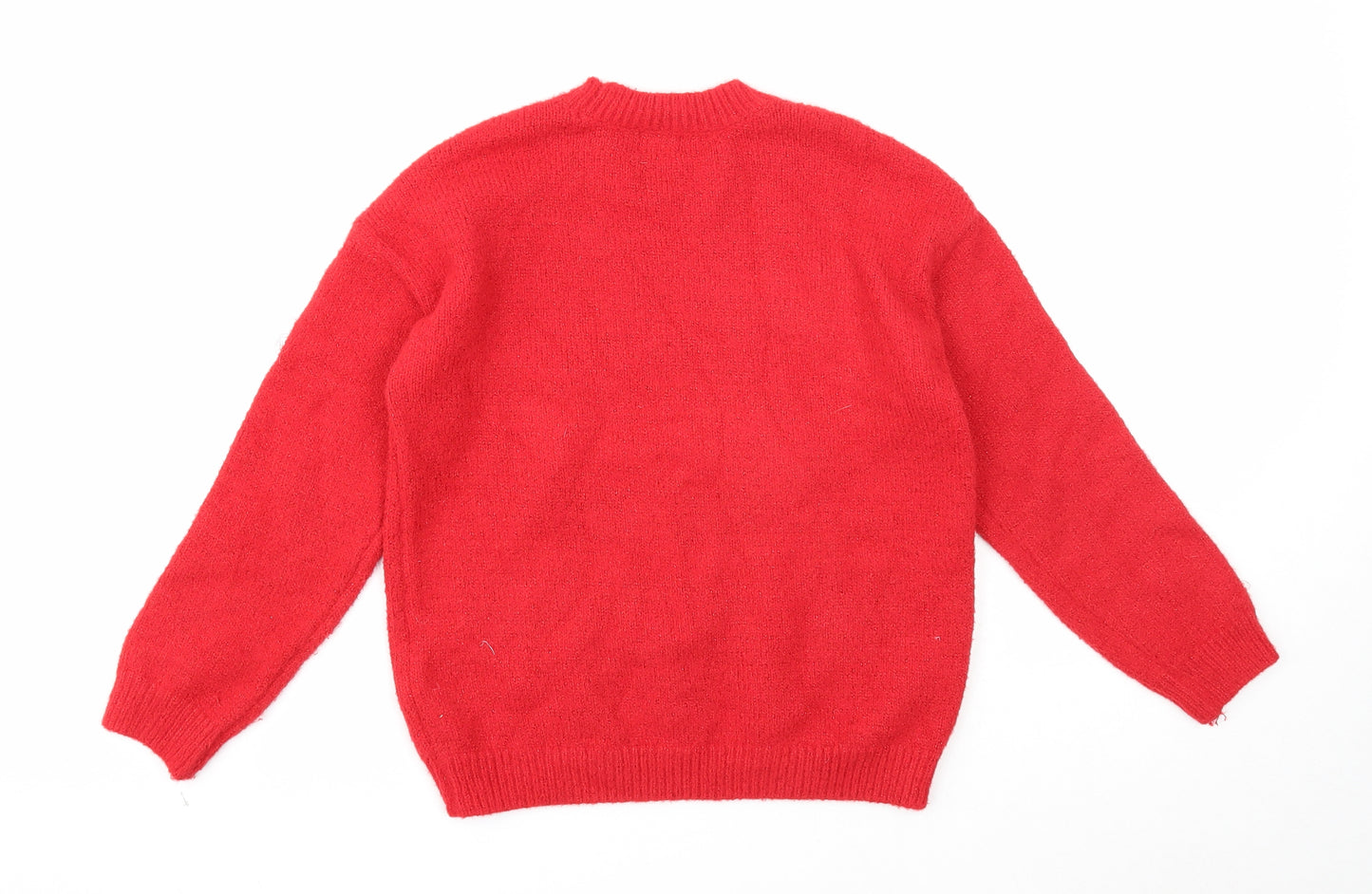 F&F Girls Red Round Neck Polyester Pullover Jumper Size 9-10 Years Pullover - Christmas Reindeer