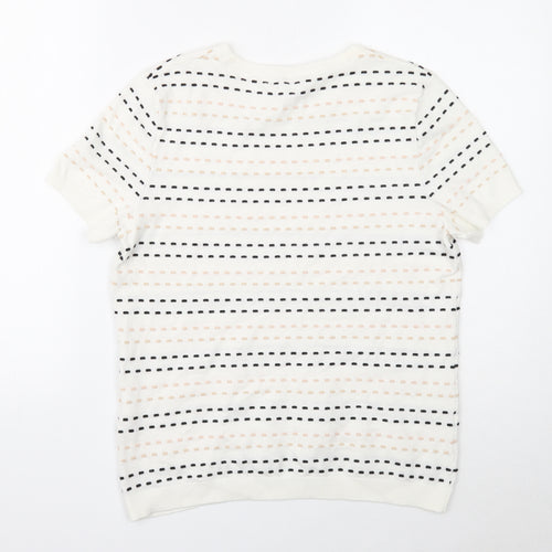 Warehouse Womens White Round Neck Geometric Viscose Pullover Jumper Size 14