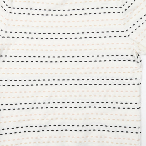 Warehouse Womens White Round Neck Geometric Viscose Pullover Jumper Size 14