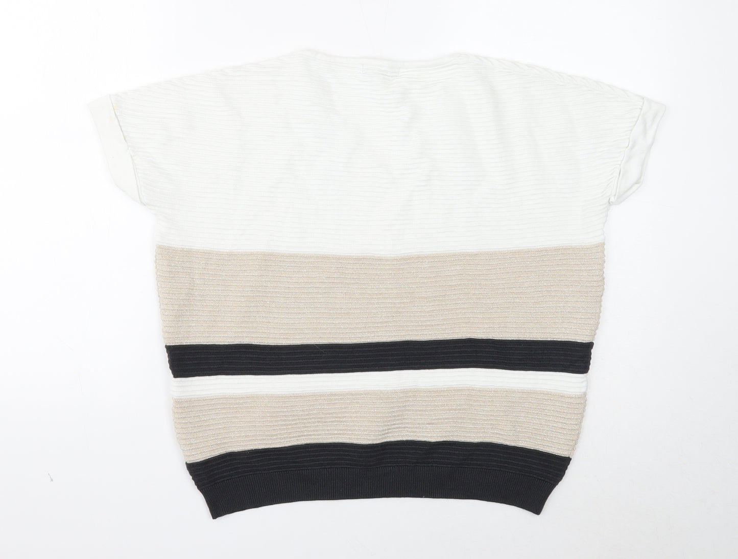 F&F Womens White V-Neck Viscose Pullover Jumper Size 12