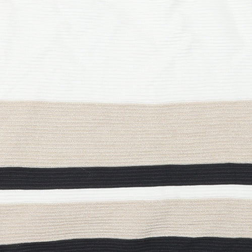 F&F Womens White V-Neck Viscose Pullover Jumper Size 12