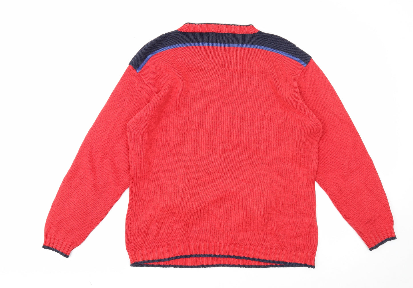 Kilkenny Mens Red V-Neck Cotton Pullover Jumper Size L Long Sleeve