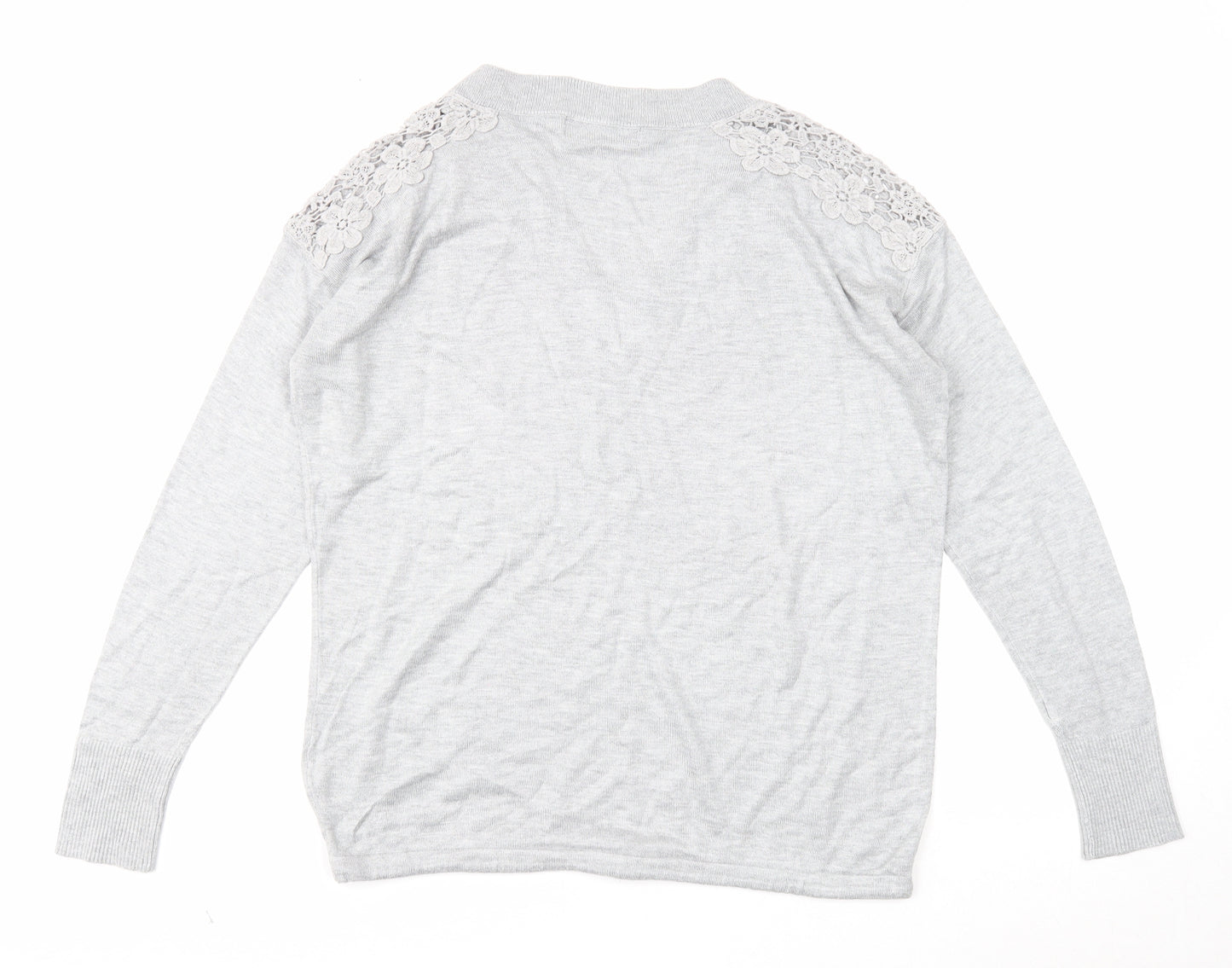 Marks and Spencer Womens Grey V-Neck Viscose Pullover Jumper Size M