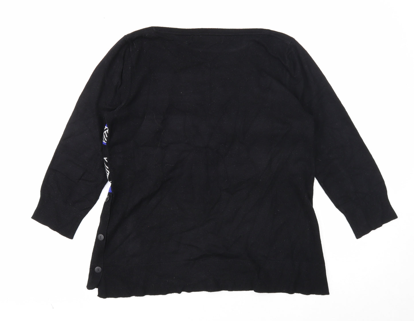Principles Womens Black Round Neck Geometric Viscose Pullover Jumper Size 14