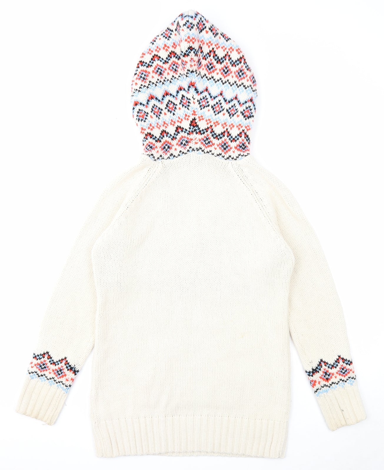 South Womens Beige V-Neck Fair Isle Acrylic Pullover Jumper Size 10