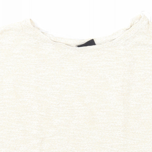 VILA Womens Beige Round Neck Acrylic Pullover Jumper Size M