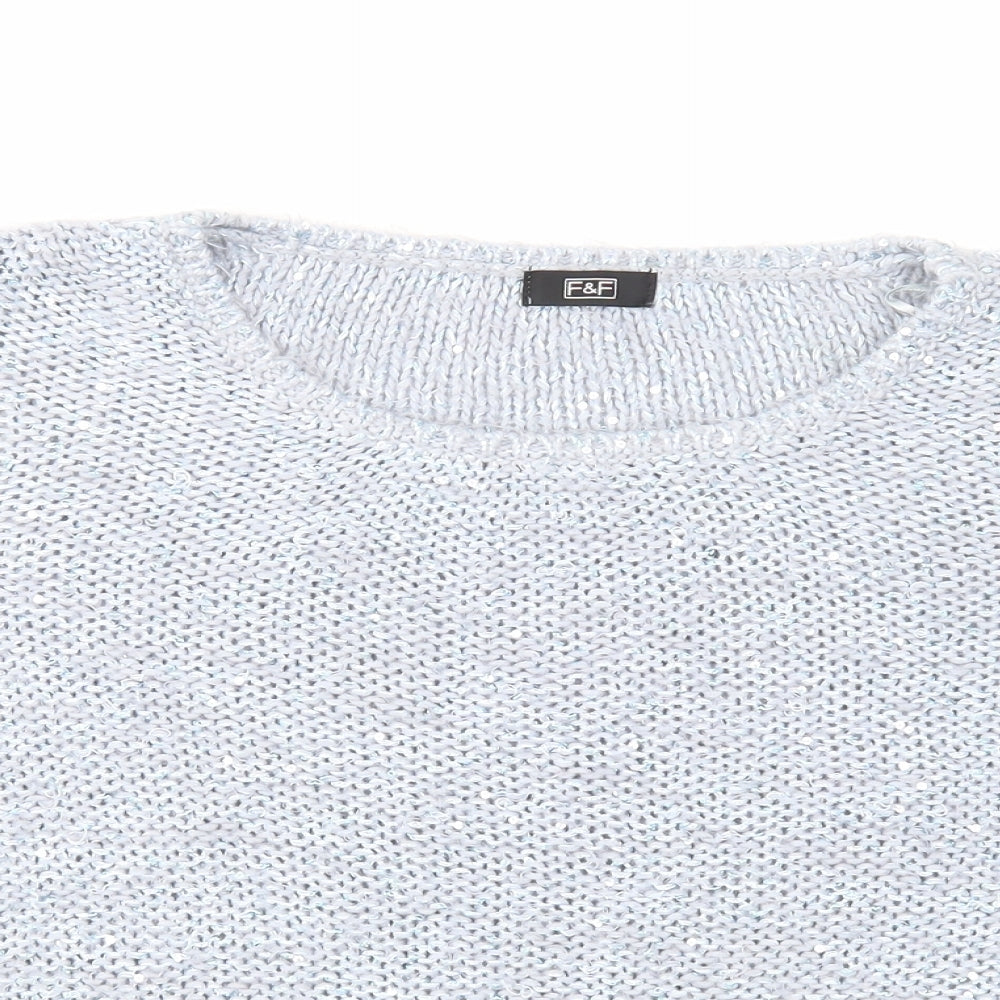 F&F Womens Blue Round Neck Acrylic Pullover Jumper Size 18