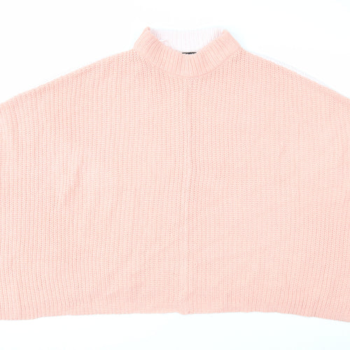 Threadbare Womens Pink Mock Neck Acrylic Pullover Jumper Size 10