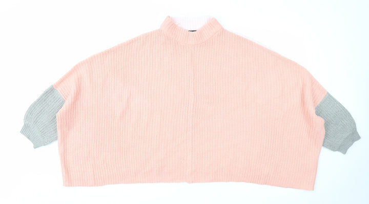 Threadbare Womens Pink Mock Neck Acrylic Pullover Jumper Size 10