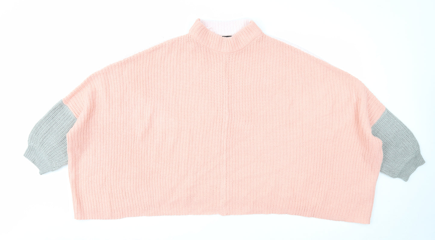 Threadbare Womens Pink Mock Neck Acrylic Pullover Jumper Size 10