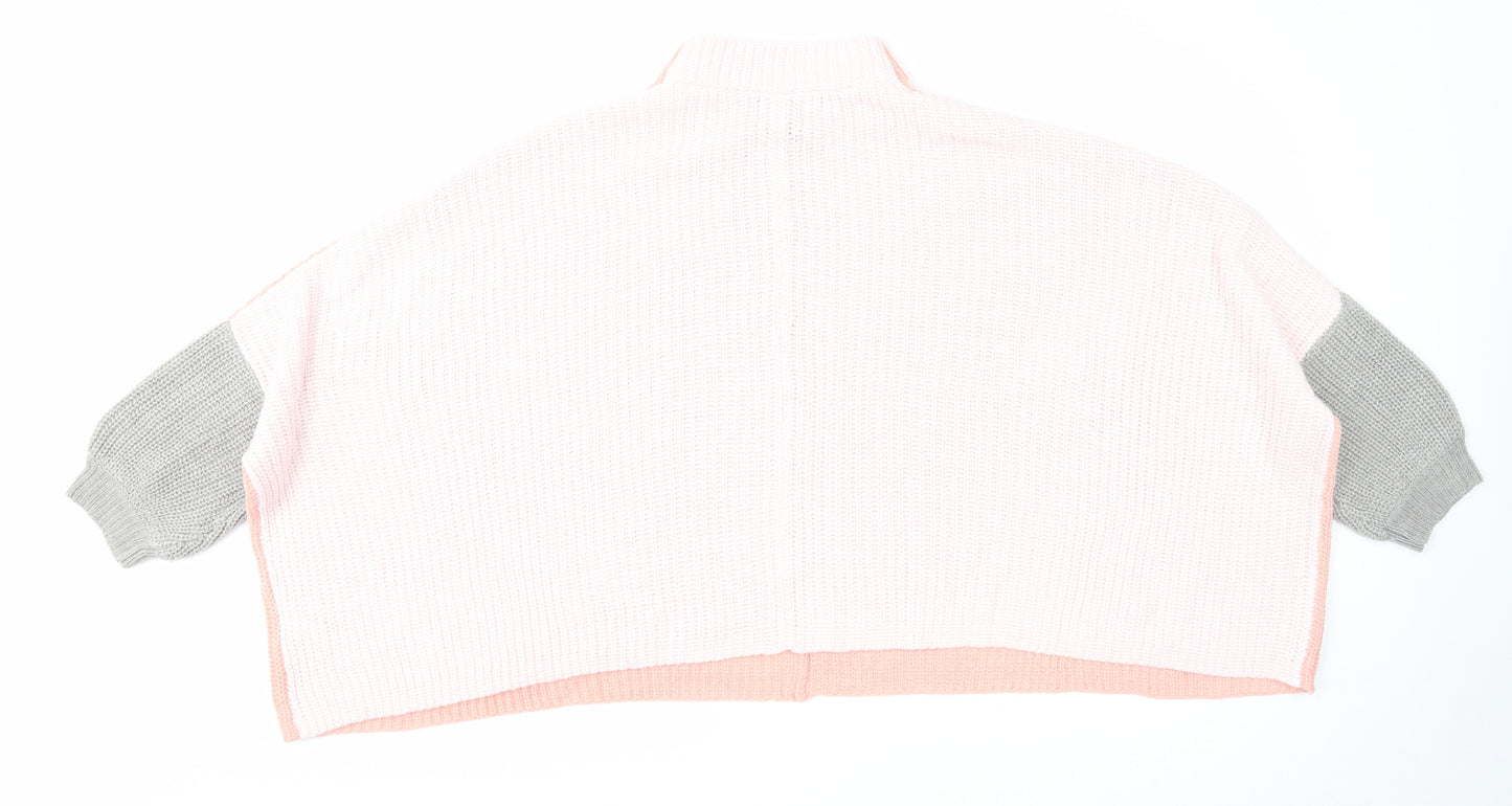 Threadbare Womens Pink Mock Neck Acrylic Pullover Jumper Size 10