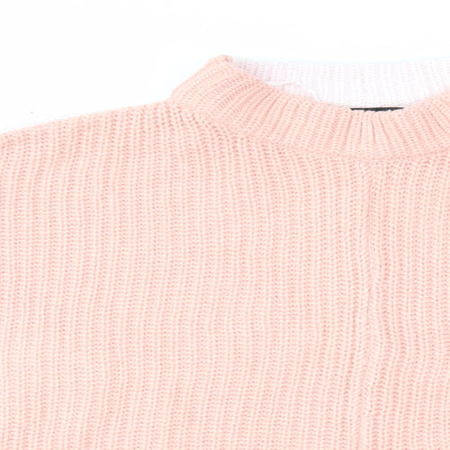 Threadbare Womens Pink Mock Neck Acrylic Pullover Jumper Size 10