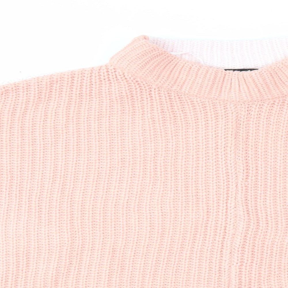 Threadbare Womens Pink Mock Neck Acrylic Pullover Jumper Size 10