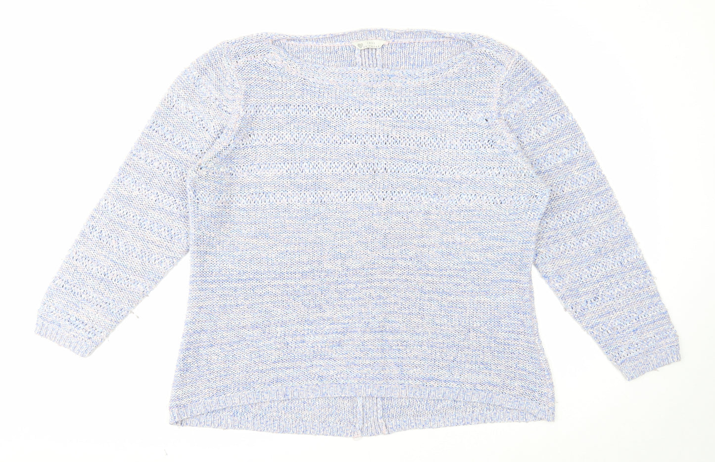 Love Knitwear Womens Blue Boat Neck Polyester Pullover Jumper Size 22