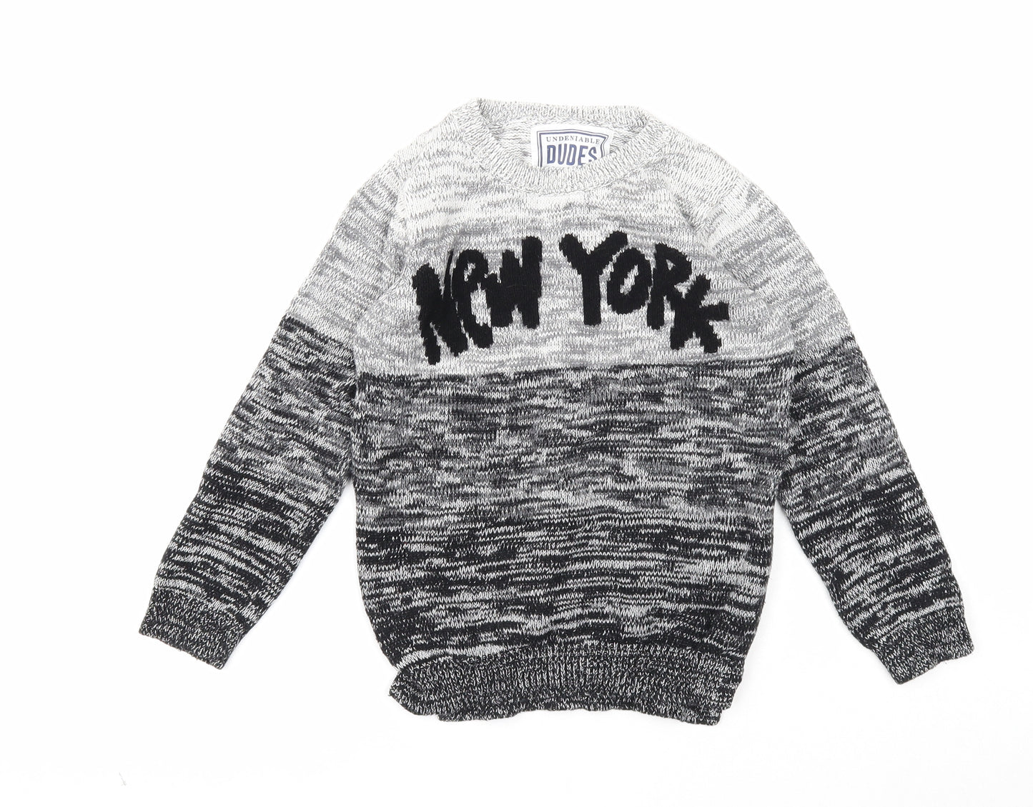 Undeniable Dudes Boys Black Round Neck Cotton Pullover Jumper Size 6 Years Pullover - New York