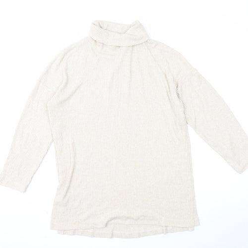 H&M Womens Beige Roll Neck Acrylic Pullover Jumper Size S
