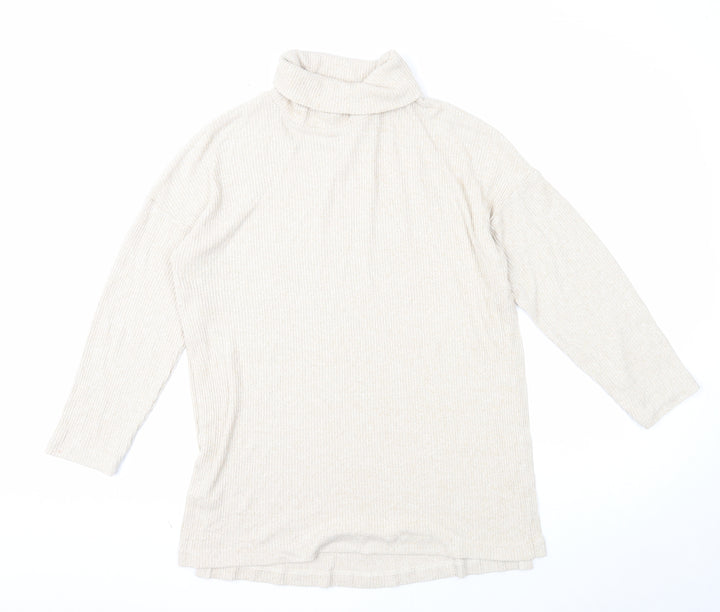 H&M Womens Beige Roll Neck Acrylic Pullover Jumper Size S