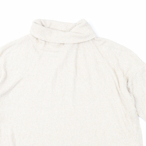 H&M Womens Beige Roll Neck Acrylic Pullover Jumper Size S
