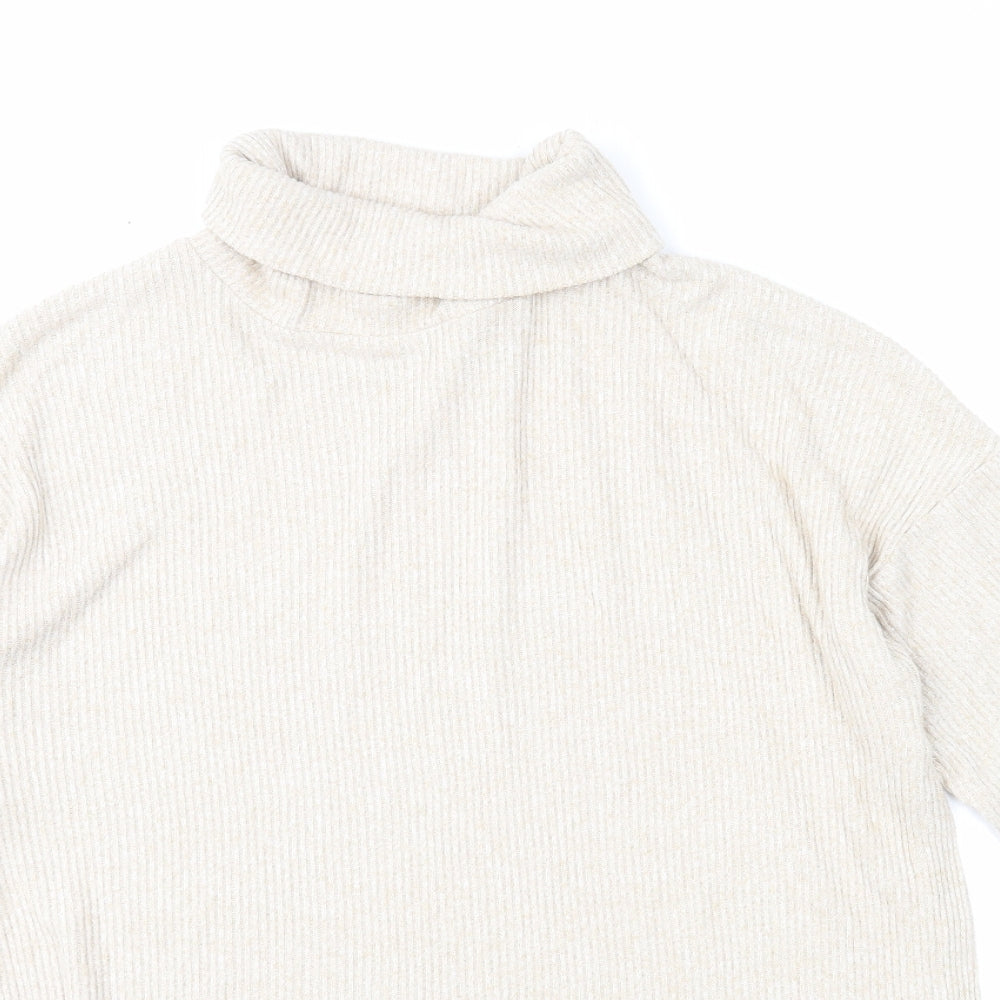 H&M Womens Beige Roll Neck Acrylic Pullover Jumper Size S